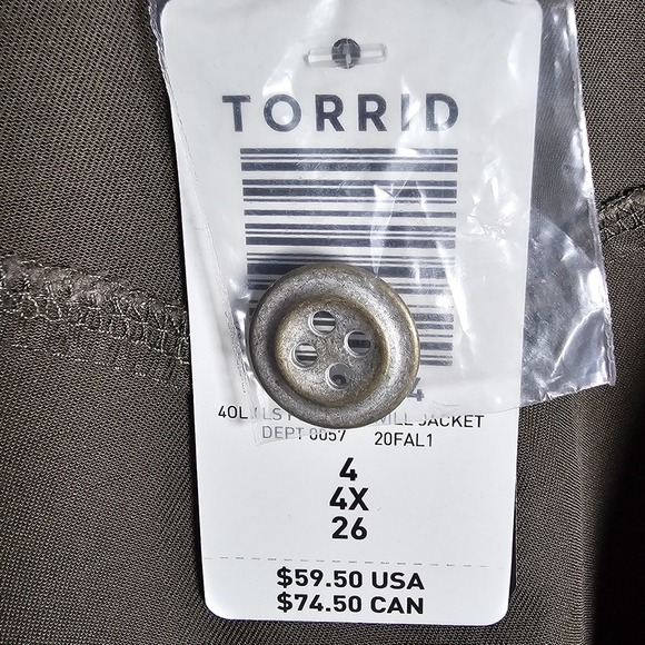 Torrid Womens 4X Green Cardigan Jacket Open Front Pockets Long Sleeve Utility - Picture 5 of 8